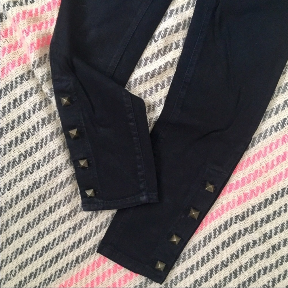 Anlo Low-rise Black Skinny Studded Jeans Size 25 - Picture 3 of 6